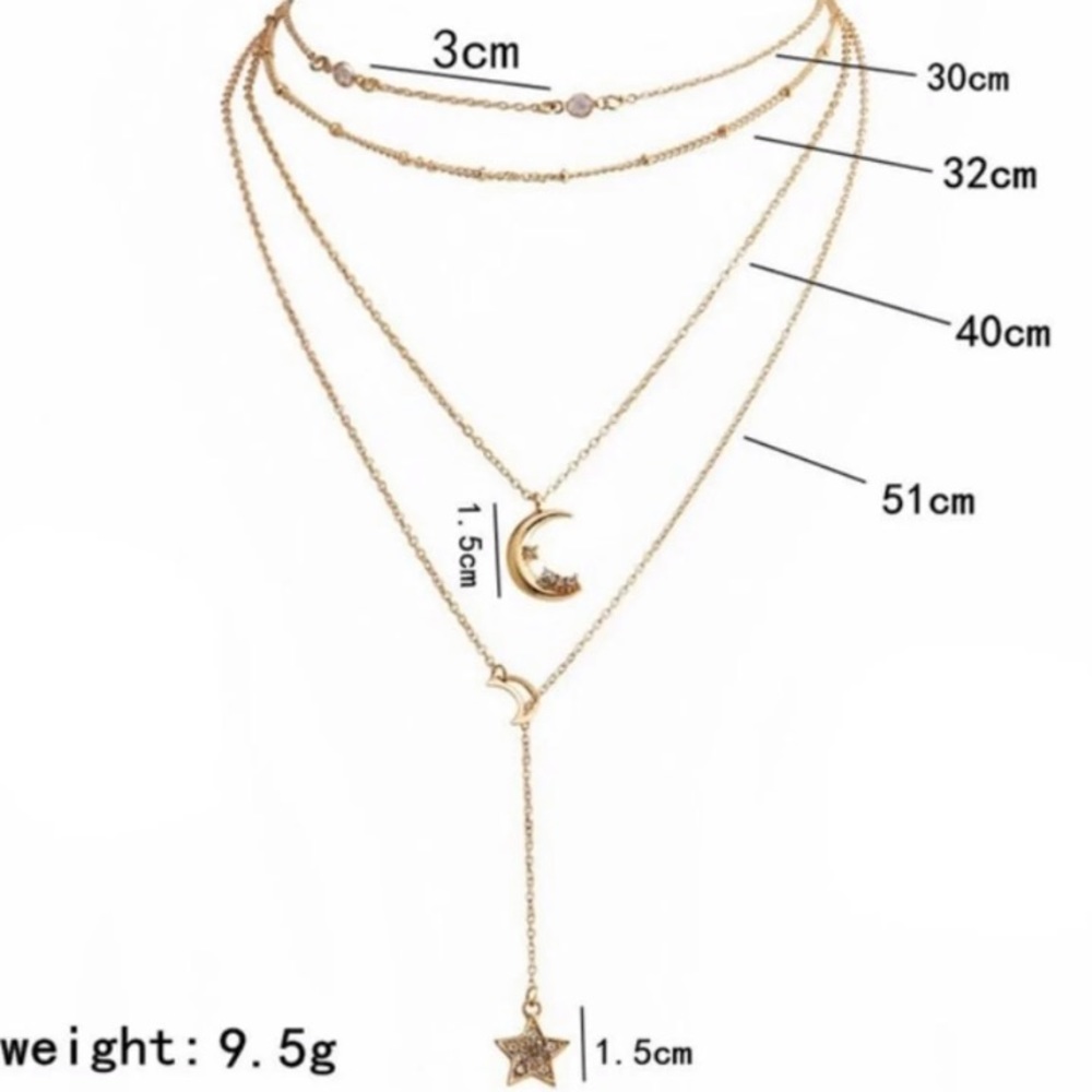 NWT Gold Star & Moon Celestial Necklace Set